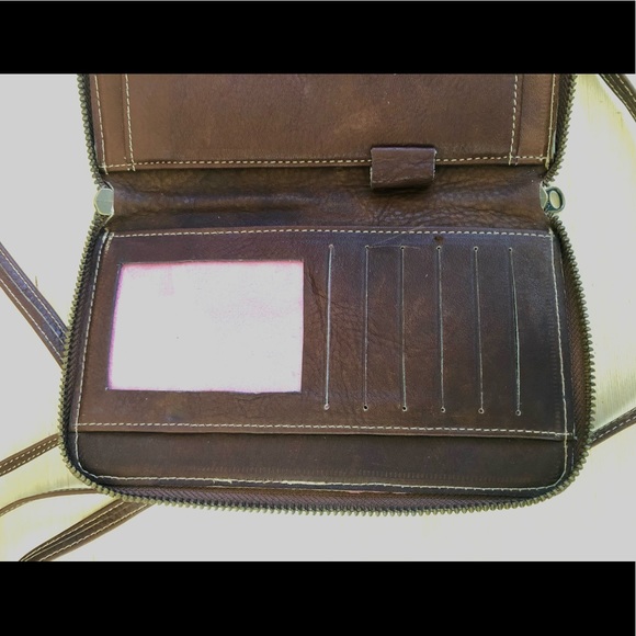 Leather purse / clutch / crossbody bag. Brown. - Picture 6 of 15